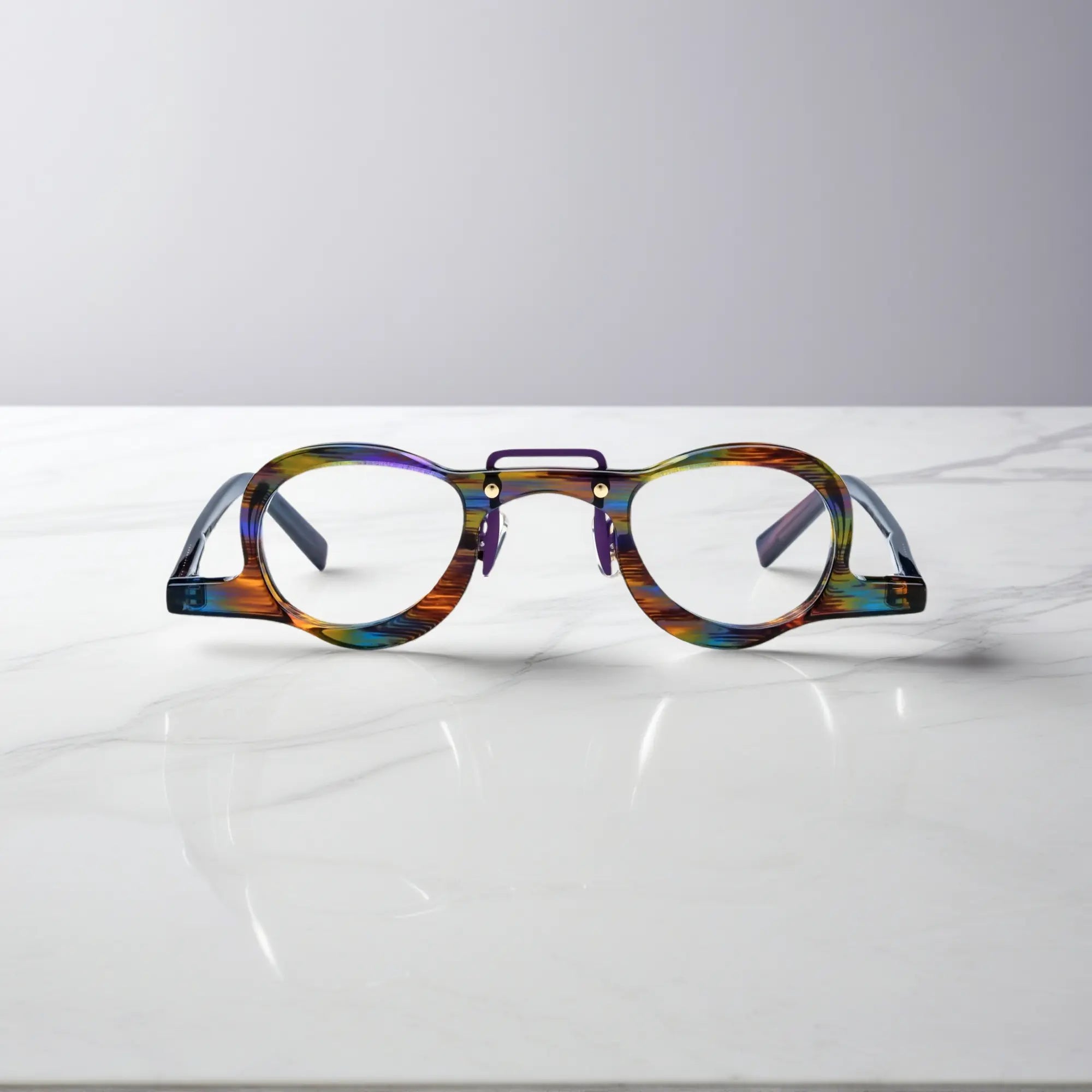 VoyueLens™ Rainbow Tortoise colorful geometric eyeglasses front view